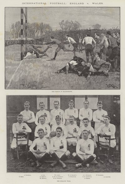 Fútbol internacional, Inglaterra contra Gales de William Barnes Wollen
